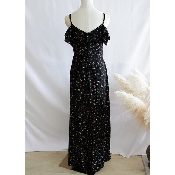 Emerald Sundae front slit, off-shoulder floral Maxi dress size S - Picture 2 of 5